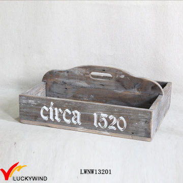 Shabby Decoración para el hogar Bandeja rectangular de cubiertos de madera