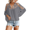 Womens V Neck Crochet Lace Tops