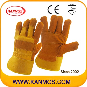 Industrial Safety Patched Palm Cowhide Leather Work Gloves (110112-1)