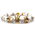 Natürlicher Edelstein Imperial Crown Bead Armband König Königin Luxus Charm Paar Schmuck Weihnachtsgeschenk für Frauen Männer