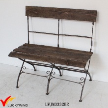Vintage Brown Antiguo plegable silla de metal de madera