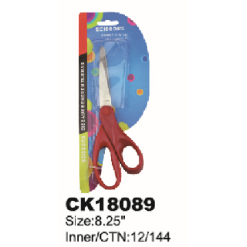 8.25 Inch Red Scissors with Plastic Handle