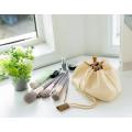 Viajando Draw String Beige Color Cosmetic Pouch