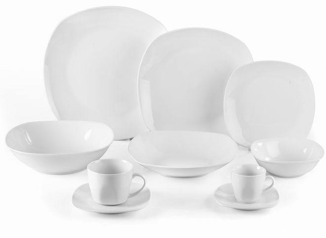 Rounded square White Porcelain Dinner Set