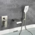 Brushed Nickel Wall Tub Faucet Spout Combo Set