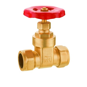 Brass Gate Valve With Compression,Red Hand Wheel