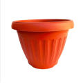 Pots de fleurs rouges en plastique rond