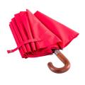 Wine Colored Wooden Handle 2 Folding Umbrella
