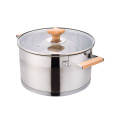 Glass lid straight cooking pot with wooden handle!