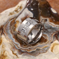 Anillo de banda ancha para hombre de acero inoxidable con piedras