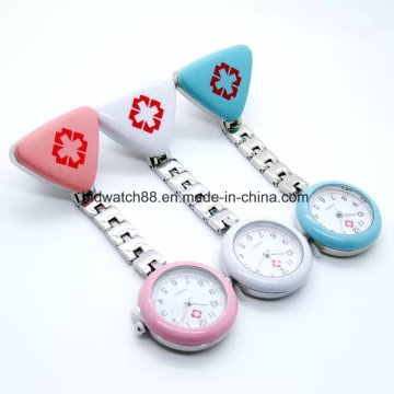 Clip Nurse Doctor Pendant Pocket Quartz Red Cross Brooch Nurses Watch