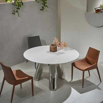 Round White Modern Dining Table