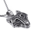 Collier loup viking hommes en acier inoxydable