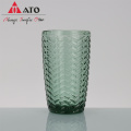 New Handmade vintage green Fish bone glass tumbler