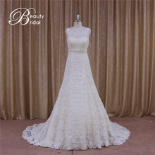 Guangzhou Floral Motif A-Line Bridal Wedding Gowns Lace