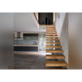 Internal steel wood stair glass railing floating stairs