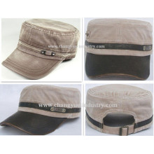 Customized design denim flat army cap hat supplier