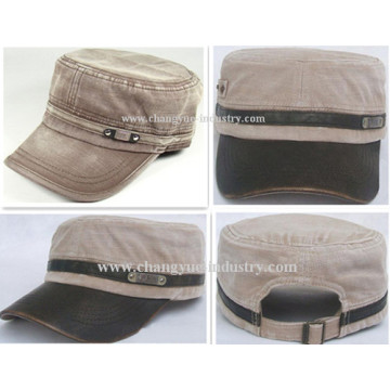 Customized design denim flat army cap hat supplier