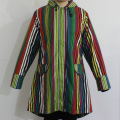 Colourful Stripe Hooded PVC Raincoat for Woman