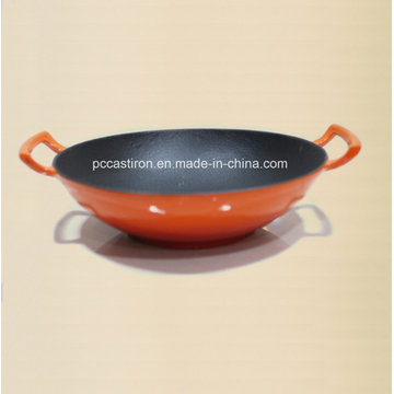 Chine Factory Enamel Fonte Iron Wok Diaporama 25cm