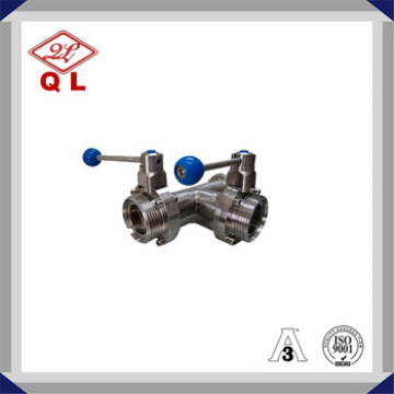 High Quality 304 316L 3way Stainless Steel Sanitary Butterfly Valve with Tee