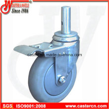 Easy Stem Assembling Gray Rubber Swivel Caster with Total Lock