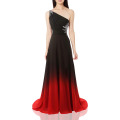 Women's One Shoulder Ombre Long Evening Prom Dress