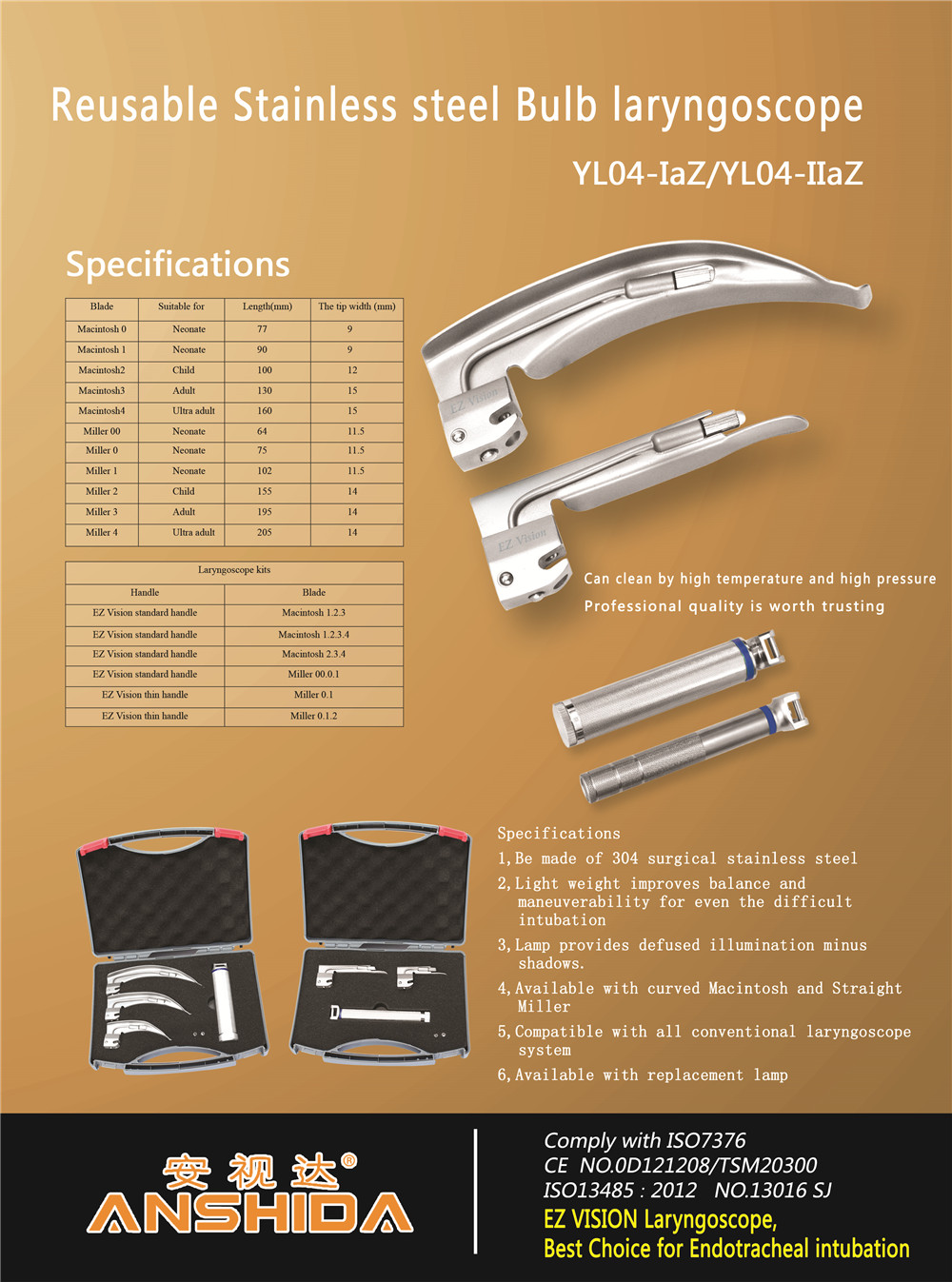 Reusable lamp laryngoscope