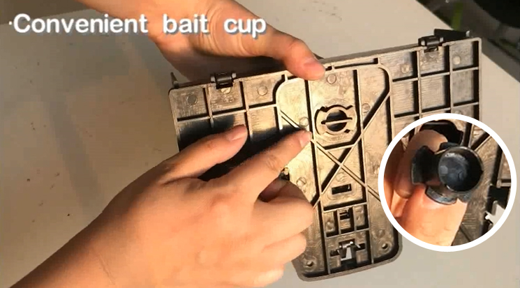 underneath bait cup