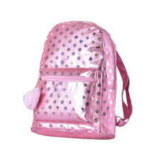 Pink Shopping Shapin College Girls Fashion Bag de viagens de caminhada na escola de lantejoulas de lantejoulas com pompom