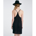 Soft Rayon Black Sexy Fashion Wholesale Slip Girl Dress