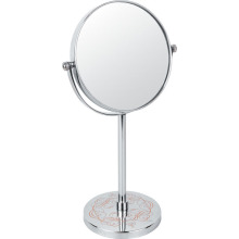 Metal Makeup Mirror With Flower Printing On The Stand