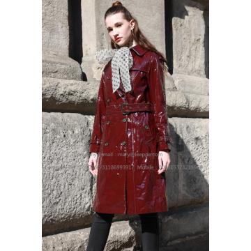 Lady Patent Leather Long Coat