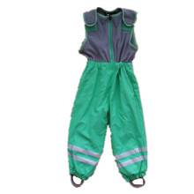 Verde sem mangas macacão/calças/geral/capa de chuva com velo para crianças
