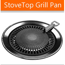 Non-Stick Não Fumaça Round BBQ Grill Plate com LFGB Aprovar