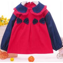 Fashion Cotton Corduroy Smock with Bowknot