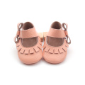 Belle robe de fille pour enfants, chaussures en cuir à semelle souple