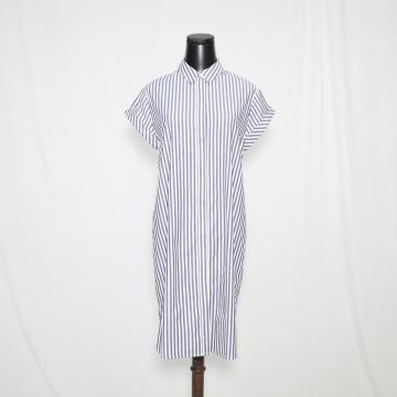 Poplin blue and white stripe dress