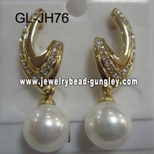 golden color shell pearl earrings for female