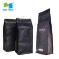 Kraftpapier Box mit flachem Boden Beutel 1 kg schwarz mit Ventil für Kaffee