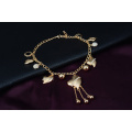 Conjunto de joyería de pulseras de collar de encanto de corazón de oro (C-XSST0061)