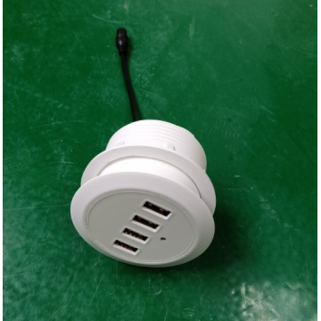 White Round USB Charger with 4 Ports