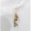 New Retro Boucles d&#39;Oreilles Turquoise Leaves Vintage Boucles d&#39;Oreilles