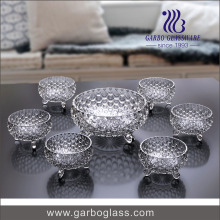 7PCS Footed Glass Bowl Set con nuevo diseño de lujo de los pescados