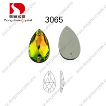 China Großhandel Bleifreie Maschine schneiden flache Rückseite Drop Sew-on Glass Stone mit Loch für Kleidungsstück