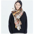 Oversized Fringe Plaid Square Scarf (80016)