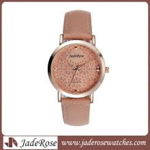 Montre de gravure de fleur Montre pour femme Montre en or rose (RA1266)