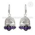 Geminação com Gemastone com aquecimento de coração Brinco de ametista Jóias de prata artesanal Jhumka Earring Supplier