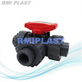 Plastic Three Way Ball Valve Socket End