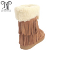 2018 women winter flat wool suede fringe boots